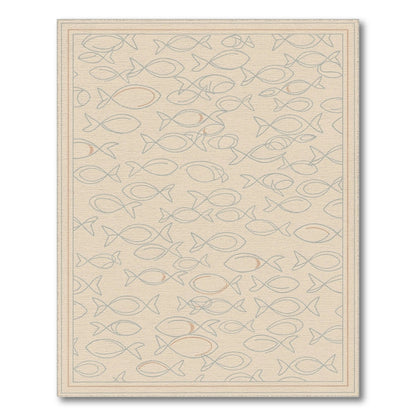 Beige Coastal Fish Area Rug