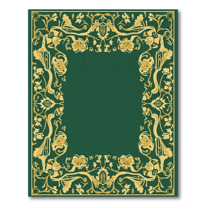 Emerald Gold Floral Vine Border Rug