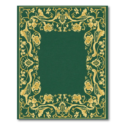 Emerald Gold Floral Vine Border Rug