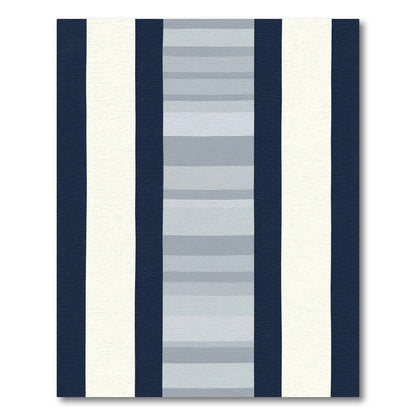 Navy White Gradient Stripe Rug