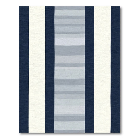 Navy White Gradient Stripe Rug