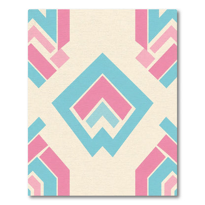 Soft Pink Blue Geometric Accordion Rug