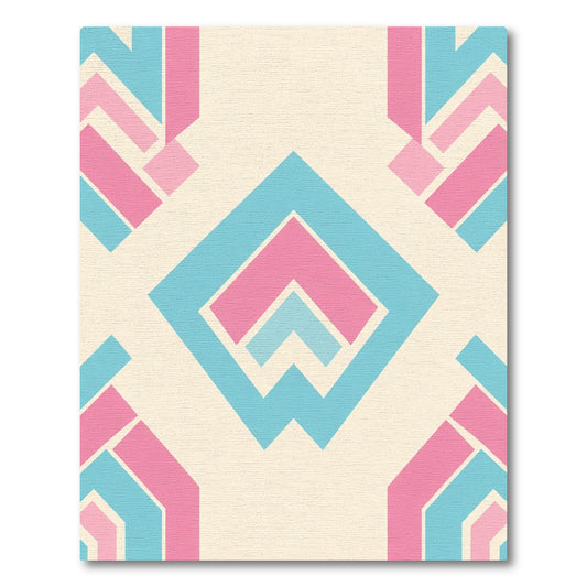 Soft Pink Blue Geometric Accordion Rug