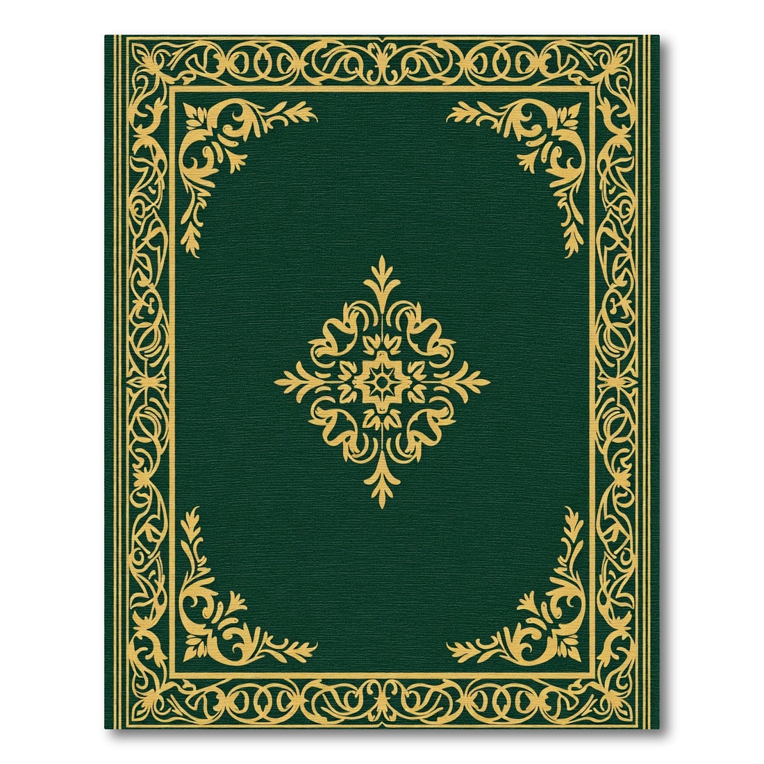 Elegant Forest Green Golden Flourish Rug