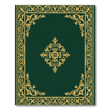 Elegant Forest Green Golden Flourish Rug
