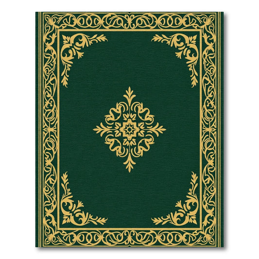 Elegant Forest Green Golden Flourish Rug