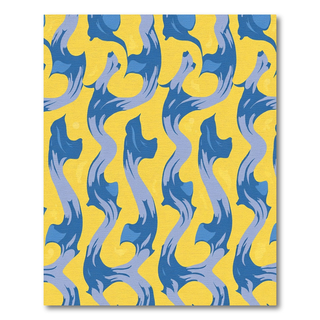 Vibrant Yellow Blue Flowing Curves Rug