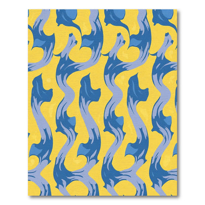 Vibrant Yellow Blue Flowing Curves Rug