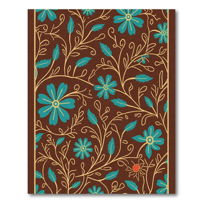 Brown Teal Floral Vine Flourish Rug