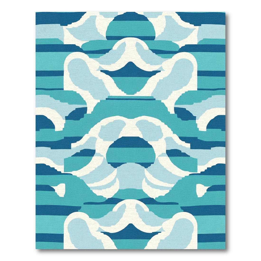 Abstract Blue Wave Landscape Rug