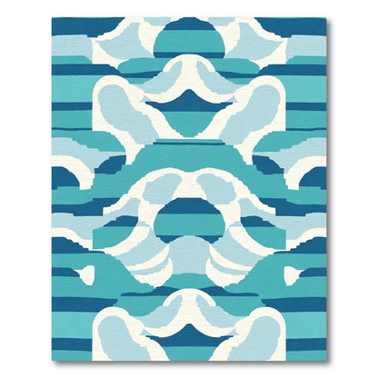 Abstract Blue Wave Landscape Rug