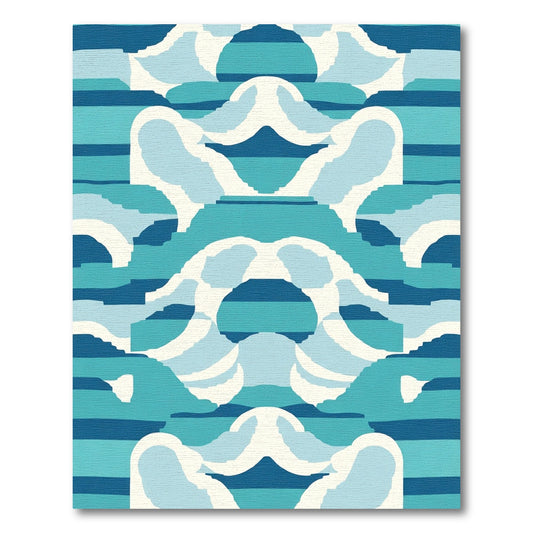 Abstract Blue Wave Landscape Rug