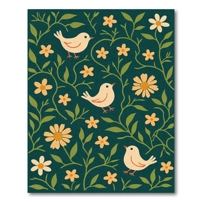 Charming Cream Bird Garden Vine Rug