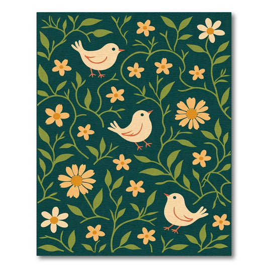 Charming Cream Bird Garden Vine Rug