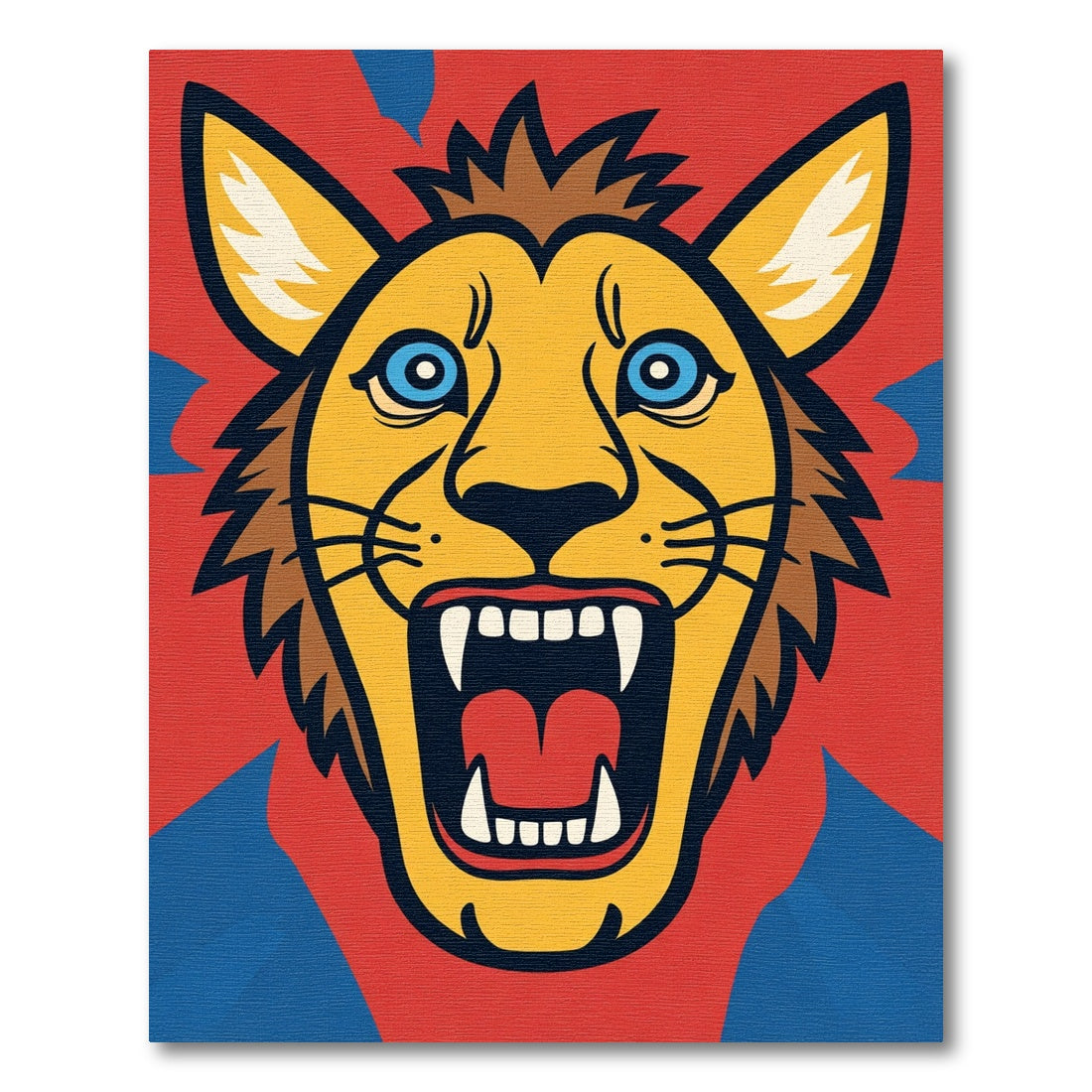Bold Yellow Lion Red Blue Roar Rug