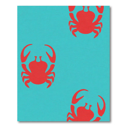 Crimson Crabs Turquoise Background Rug
