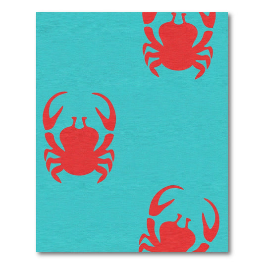 Crimson Crabs Turquoise Background Rug