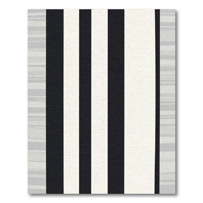Bold Black White Vertical Lines Rug