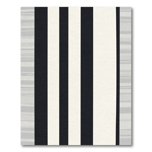 Bold Black White Vertical Lines Rug