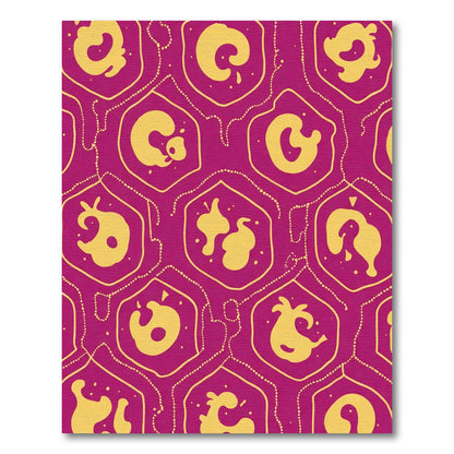 Magenta Yellow Organic Hexagon Flow Rug