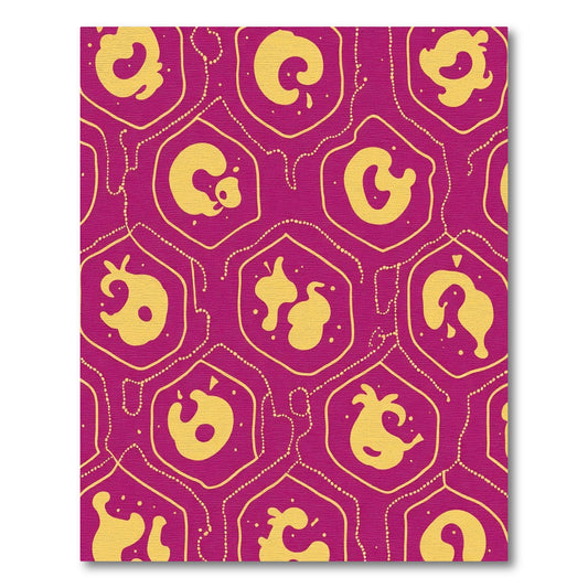 Magenta Yellow Organic Hexagon Flow Rug