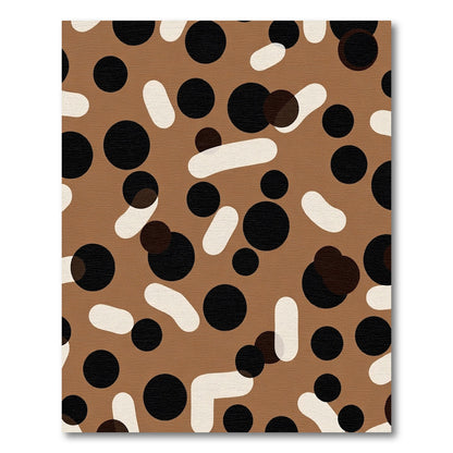 Brown Beige Black Scattered Shapes Rug