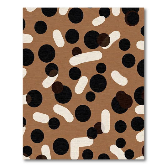 Brown Beige Black Scattered Shapes Rug