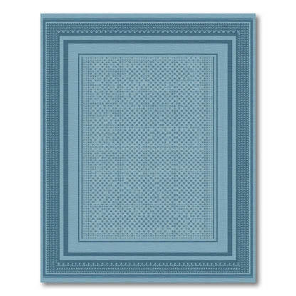 Blue Tonal Square Mosaic Border Rug