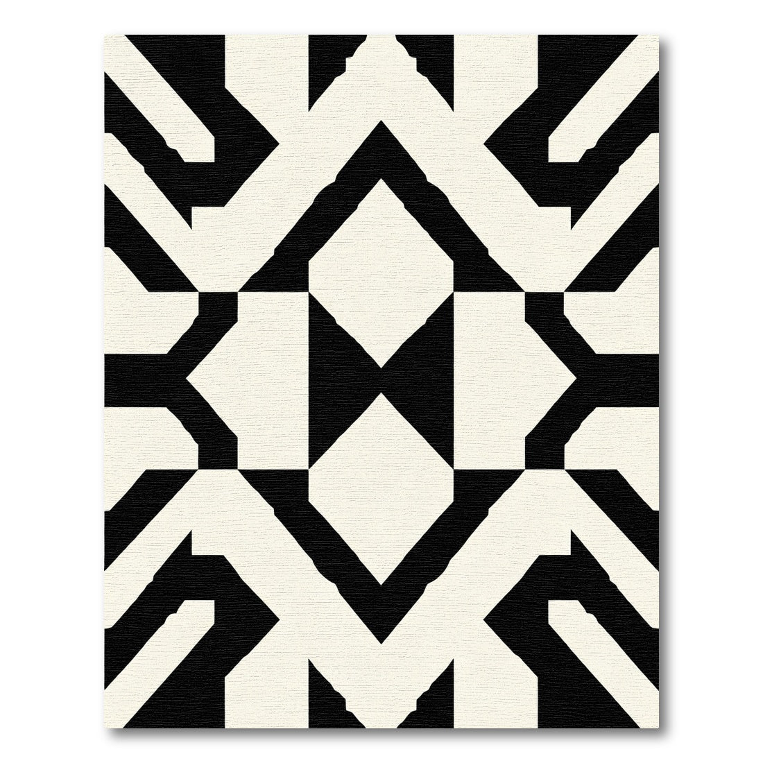 Bold Black Cream Geometric Overlay Rug
