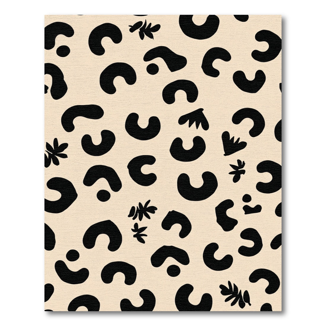 Neutral Black Abstract Spots Flora Rug