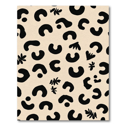 Neutral Black Abstract Spots Flora Rug