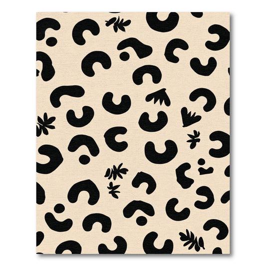 Neutral Black Abstract Spots Flora Rug