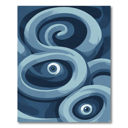 Deep Blue Swirl Eye Rug