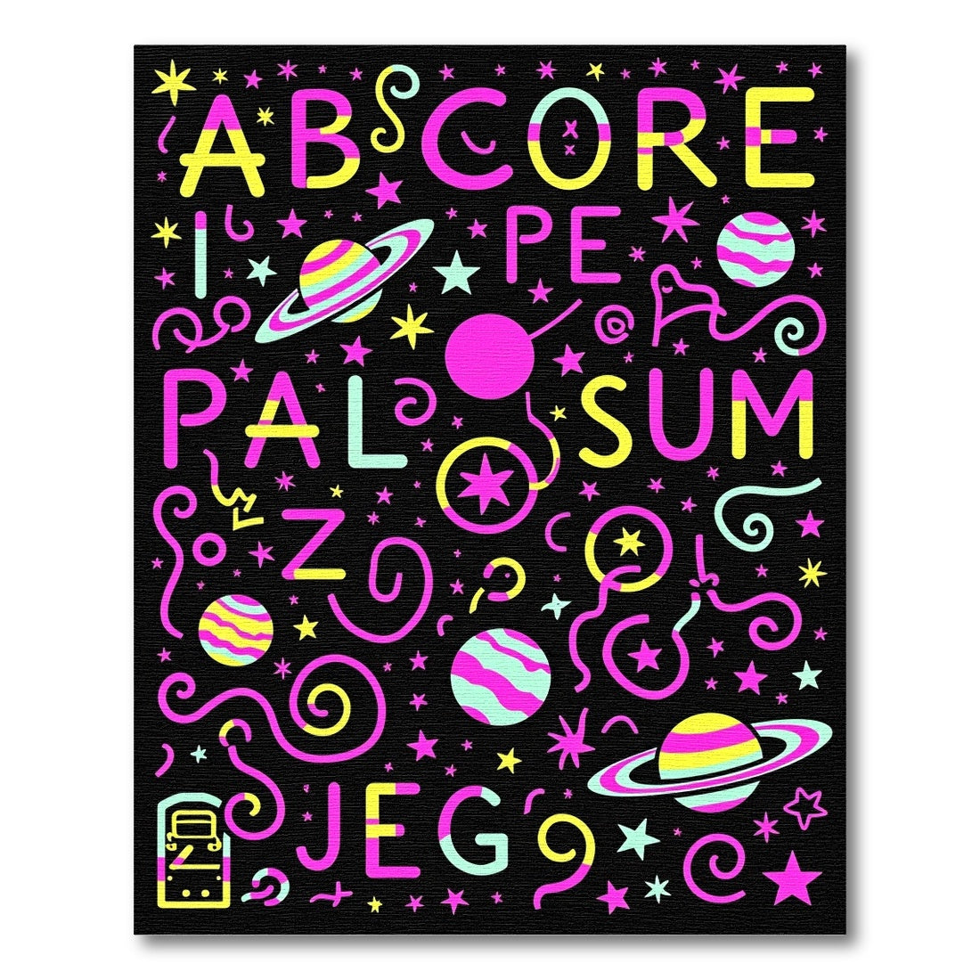 Cosmic Retro Alphabet Planet Swirl Rug