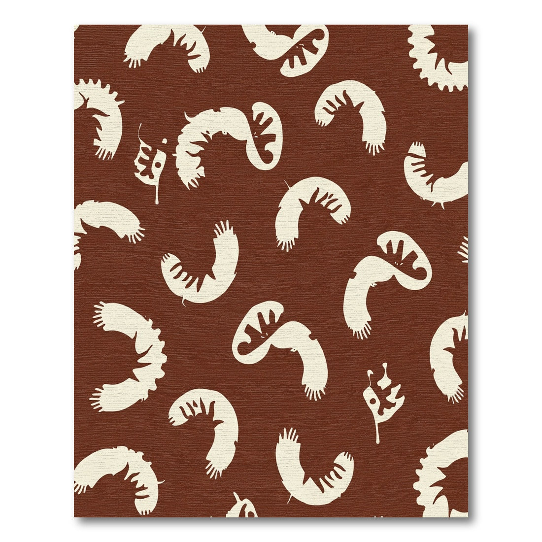 Brown Cream Abstract Feather Motif Rug