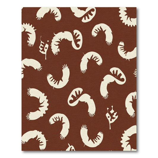 Brown Cream Abstract Feather Motif Rug