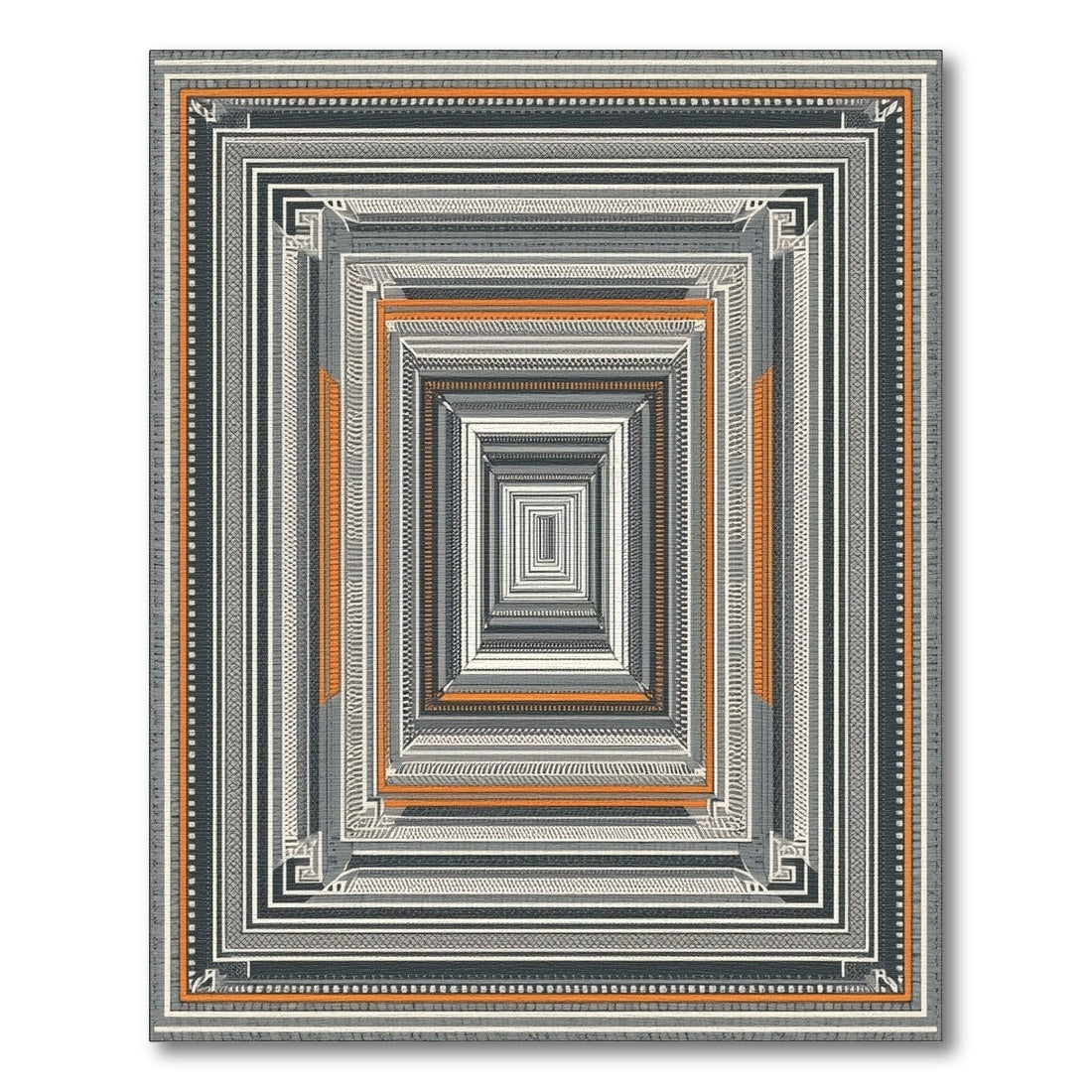 Geometric Tunnel Black White Area Rug