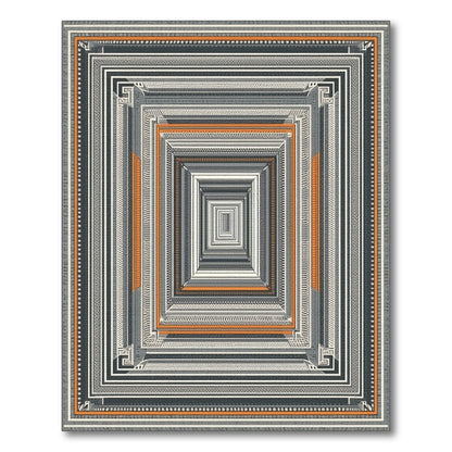 Geometric Tunnel Black White Area Rug
