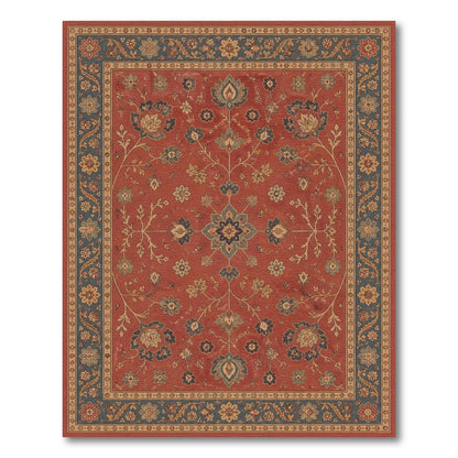 Red Floral Traditional Persian Red Area Rug