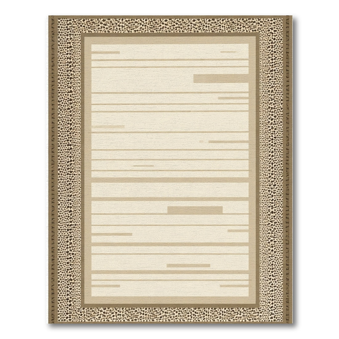 Neutral Abstract Stripe Leopard Border Rug