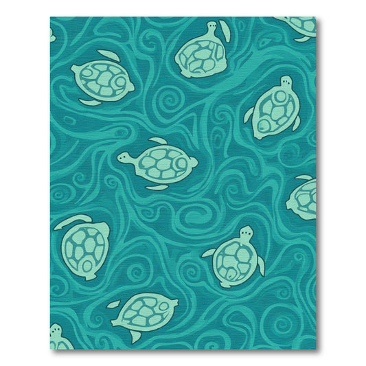 Teal Sea Turtle Swirls Rug