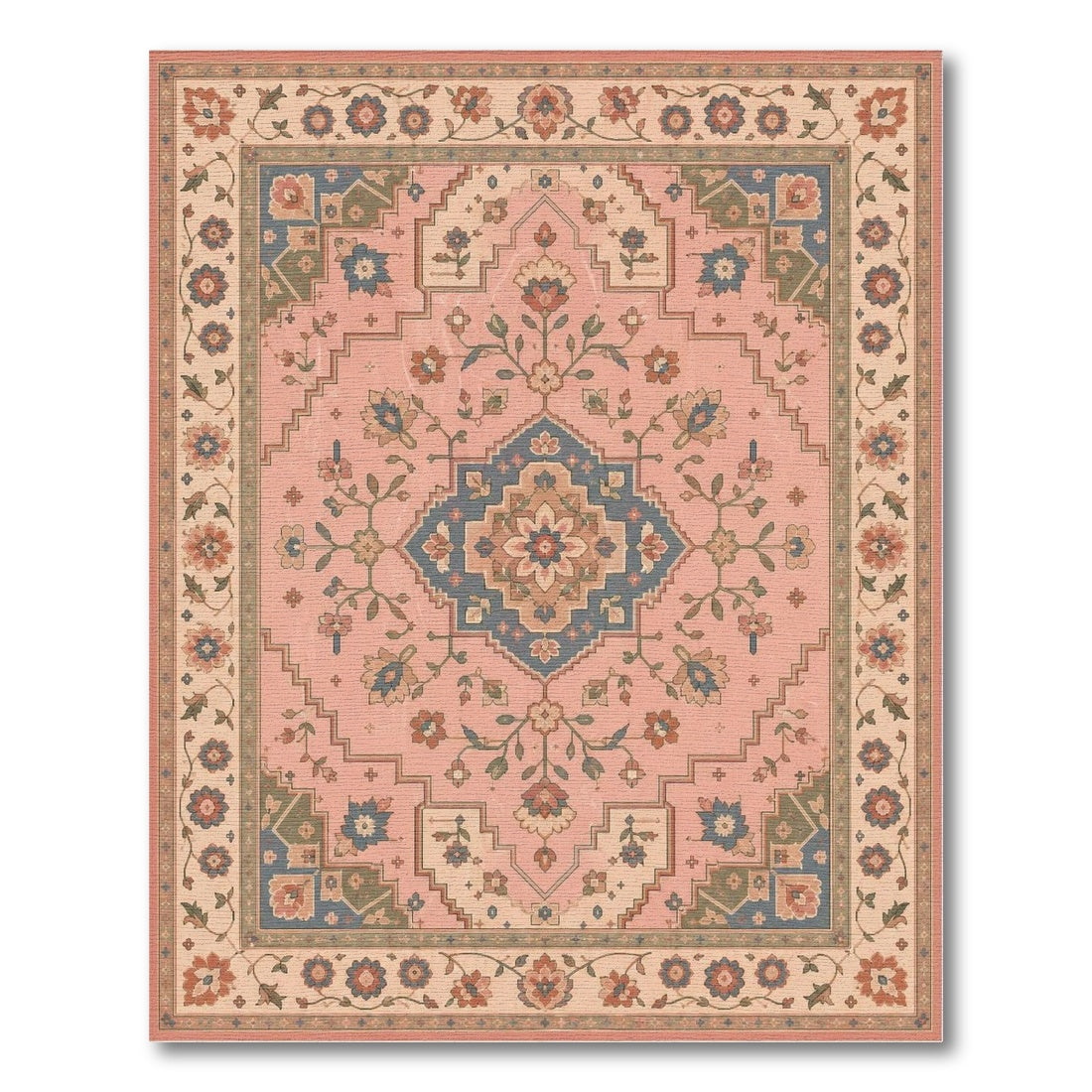 Medallion Pink Floral Medallion Vintage Area Rug