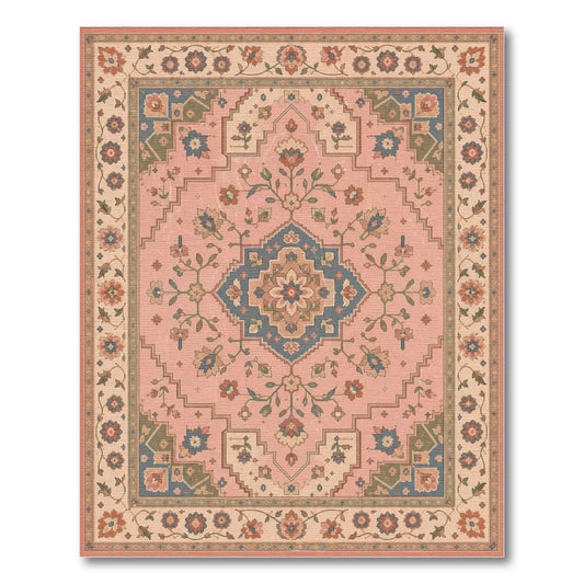 Medallion Pink Floral Medallion Vintage Area Rug