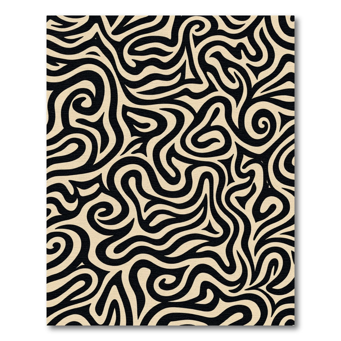 Black and Tan Abstract Swirl Rug