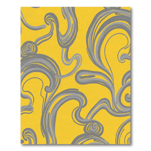 Golden Swirl Abstract Fluid Rug