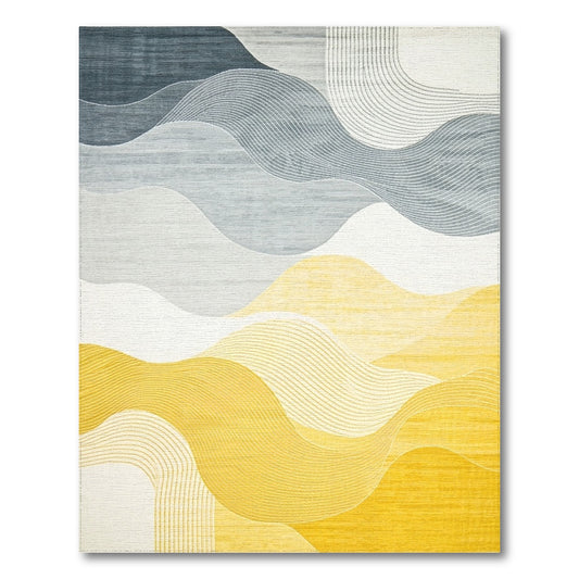 Gradient Navy Yellow Waves Rug
