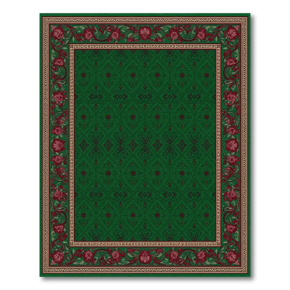 Green Traditional Persian Floral Area Rug