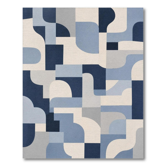 Abstract Blue Geometric Abstract Area Rug