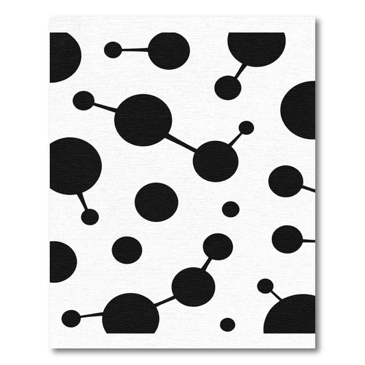 Black White Connected Circles Abstract Rug