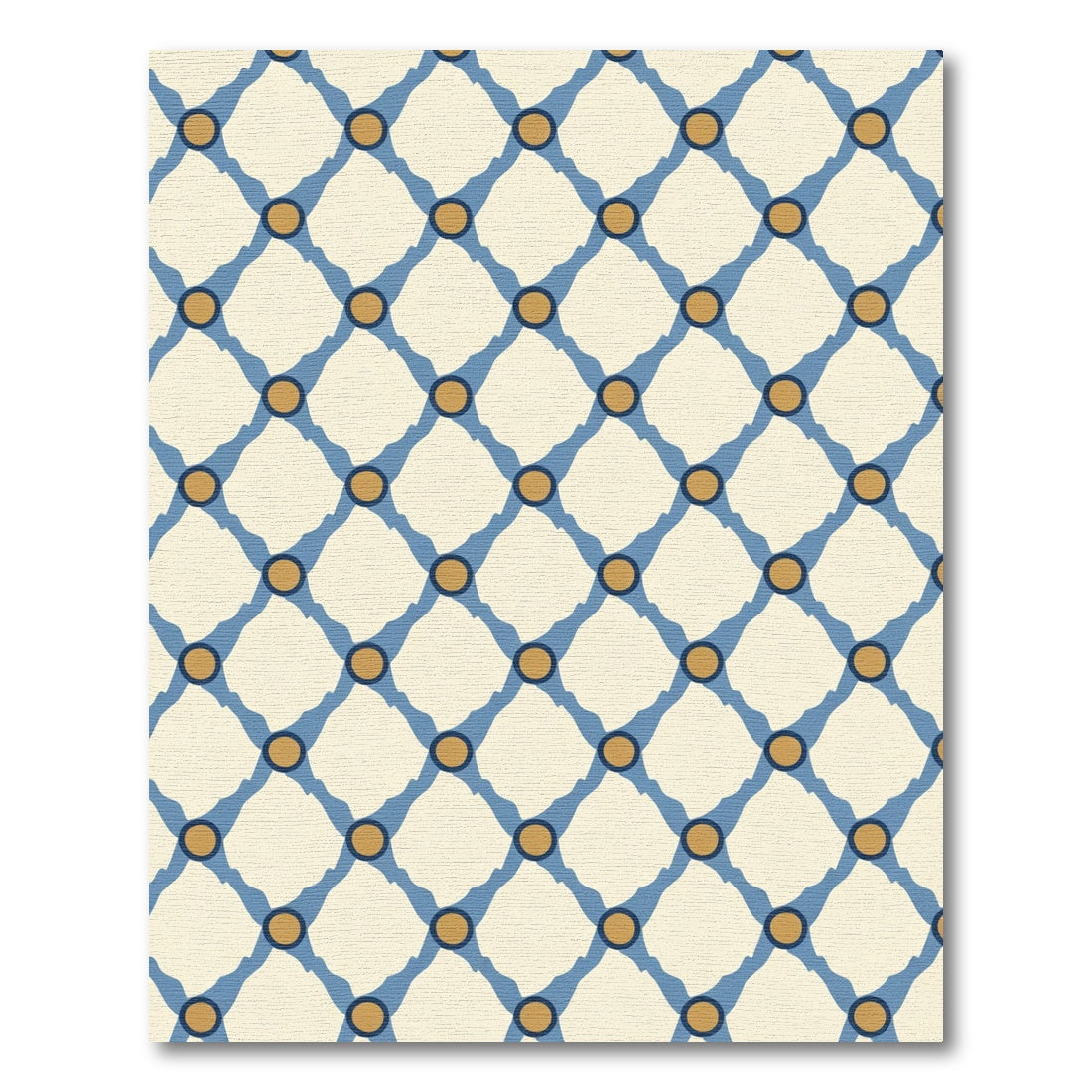 Blue Golden Dot Diamond Lattice Rug